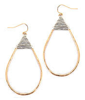 Two Tone Wire Wrap Teardrop Earring