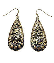 Antique Metal Textured Teardrop Earring
